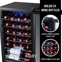 Wine Refrigerator, Freestanding Wine Cooler Holds 24 Bottles, Small Wine Fridge