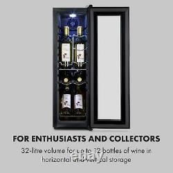 Wine Refrigerator Fridge 32 L 12 Bottles Drinks Cooler Touch Panel 85W Black